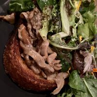 Oysters (mushrooms) on toast  at Plant Food + Wine in Los Angeles