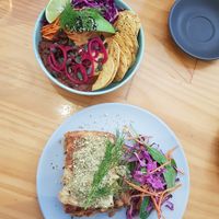 Vegan lasagna and mexican bowl at Day Kitty in Warrnambool