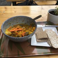 A delicious ‘Make Your Bowl’ on the sunny patio. at Le Botaniste in Ghent