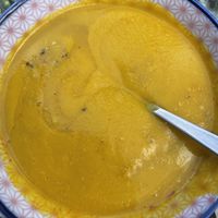 Pumpkin and carrot soup  at Le Botaniste in Ghent