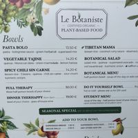 menu  at Le Botaniste in Ghent