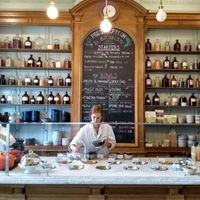 Apothek decor adding visual interest  at Le Botaniste in Ghent