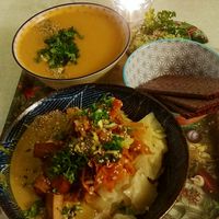 Soup, Curry with tofu at Le Botaniste in Ghent