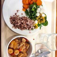 Sichuan tempeh at Country Life Restaurant in Prague