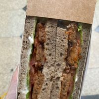 Tempeh sandwich at Country Life Restaurant in Prague