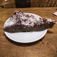 Poppy-seed cake with raspberry and coco at Country Life Restaurant in Prague