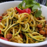 raw noodles with a curry sauce at simpleRAW in Copenhagen