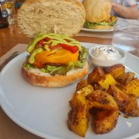 Vegan burger at Fang i Aram in Menorca