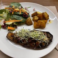 Stuffed baked aubergine   at Fang i Aram in Menorca