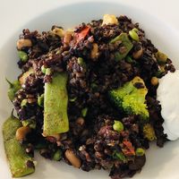 Arroz negro con verduras y alioli at Fang i Aram in Menorca