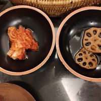 Kimchi and the lotus roots again at SanChon Korean Temple Cooking - 산촌 사찰음식전문점 in Seoul