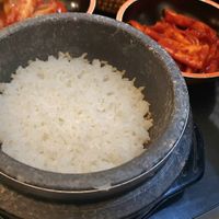Rice in hot stone pot served with main course (it used to be more than plain white rice) #Veganuary at SanChon Korean Temple Cooking - 산촌 사찰음식전문점 in Seoul