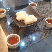 Fourth course - dessert with ume drink #Veganuary at SanChon Korean Temple Cooking - 산촌 사찰음식전문점 in Seoul