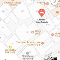If you look for Life Insadong branch hostel on naver you keep walking past it to the left and sanchon restaurant is connected to the art gallery at the end of the street at SanChon Korean Temple Cooking - 산촌 사찰음식전문점 in Seoul