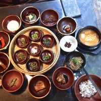 Third round of dishes in the full course menu. at SanChon Korean Temple Cooking - 산촌 사찰음식전문점 in Seoul