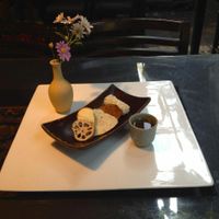 Dessert with hot cinnamon tea, also part of the full course menu at SanChon Korean Temple Cooking - 산촌 사찰음식전문점 in Seoul