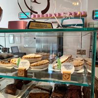 Vegan cherry tart and apple tart. at Luca Polare in Tbilisi