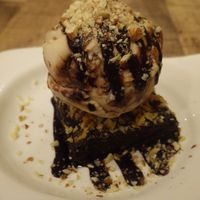 Warm walnut fudge brownie with peanut butter and chocolate ice cream at Brownice Italian Bistro in East Singapore