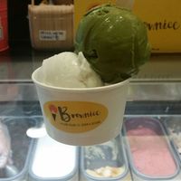 Matcha and coconut ice cream  at Brownice Italian Bistro in East Singapore