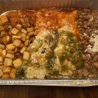 Beyond meat xmas enchiladas   at La Salita in Albuquerque