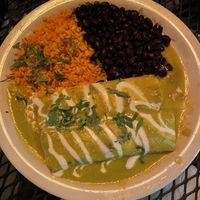 Vegan green chicken enchiladas  at Gringo A Go Go in Raleigh
