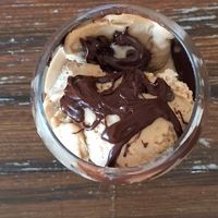 The new vegan gelato with vegan Nutella-style chocolate sauce. at Civico 1845 in San Diego