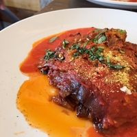 MELANZANA ALLA PARMIGIANA (GF) --Traditional Italian Eggplant Parmigiana with Smoked vegan Mozzarella.

Follow @mrvegan_in_sandiego for more delicious vegan food photos.  at Civico 1845 in San Diego