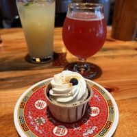 Seasonal lemon blueberry cupcake  at The Burrowing Owl in Colorado Springs