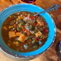 Gumbo over rice at The Burrowing Owl in Colorado Springs