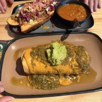 Chimichanga & hot honey chicken sandwich    at The Burrowing Owl in Colorado Springs