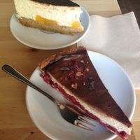 Fantastic cakes. at Ahimsa Vegan Restaurant and Club in Wroclaw