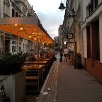Outdoor seating at Ahimsa Vegan Restaurant and Club in Wroclaw