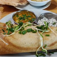 The masala Dosa was packed and the coconut chutney, wow. at Ahimsa Vegan Restaurant and Club in Wroclaw