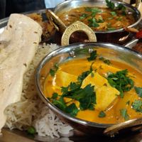 The pakora's and the sweet peanut paste were really good and interesting at Ahimsa Vegan Restaurant and Club in Wroclaw