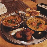 Thali plate at Ahimsa Vegan Restaurant and Club in Wroclaw