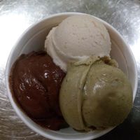 Vegan pistachio, almond and chocolate at Zeno Gelato e Cioccolato in Verona