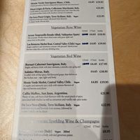 Wine menu at Sagar Vegan & Vegetarian Restaurant - Hammersmith in West London