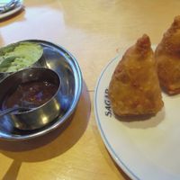 Samosa - Crisp pasty turnovers filled with delicate spice potatoes, peas and cashew nuts at Sagar Vegan & Vegetarian Restaurant - Hammersmith in West London