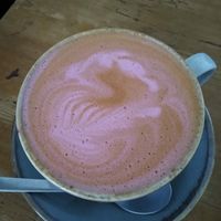 Beetroot latte at Apple Tree Cafe in Trevescan