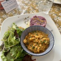 Purple quinoa with soya/veggie dish and salad   at Fram Cafe in Bologna