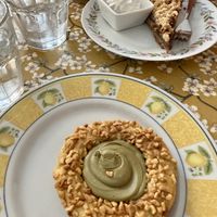 Pistachio biscuit and chocolate torte  at Fram Cafe in Bologna