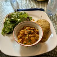 Three choices from the daily main meal menu  at Fram Cafe in Bologna