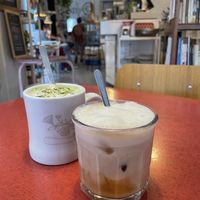 matcha latte & iced coffee latte  at Fram Cafe in Bologna