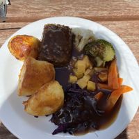Sunday roast - nut roast, roast pots, veg and gravy  at The Chequers Inn in Wareside