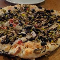 Vegan cheese, all the olives, all the mushrooms at 575 Pizzeria in Amarillo