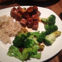 mapo tofu, brown rice and broccoli  at P.F. Chang's in Al Ain