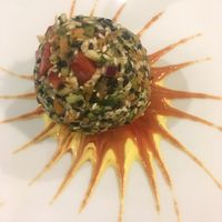 Vegan world: chickpea ball sprinkled with seeds at O'Vita in Parma