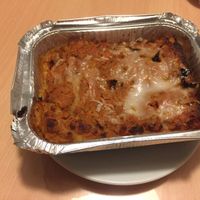 Vegan lasagna at O'Vita in Parma