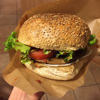 vegan soy burger at O'Vita in Parma