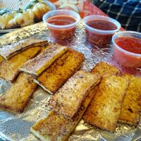Buffalove Tofu Dippers (with hot sauce, BBQ sauce, and Sweet Thai Chilli sauce) at Peace Love and Pizza - East Cobb in Marietta